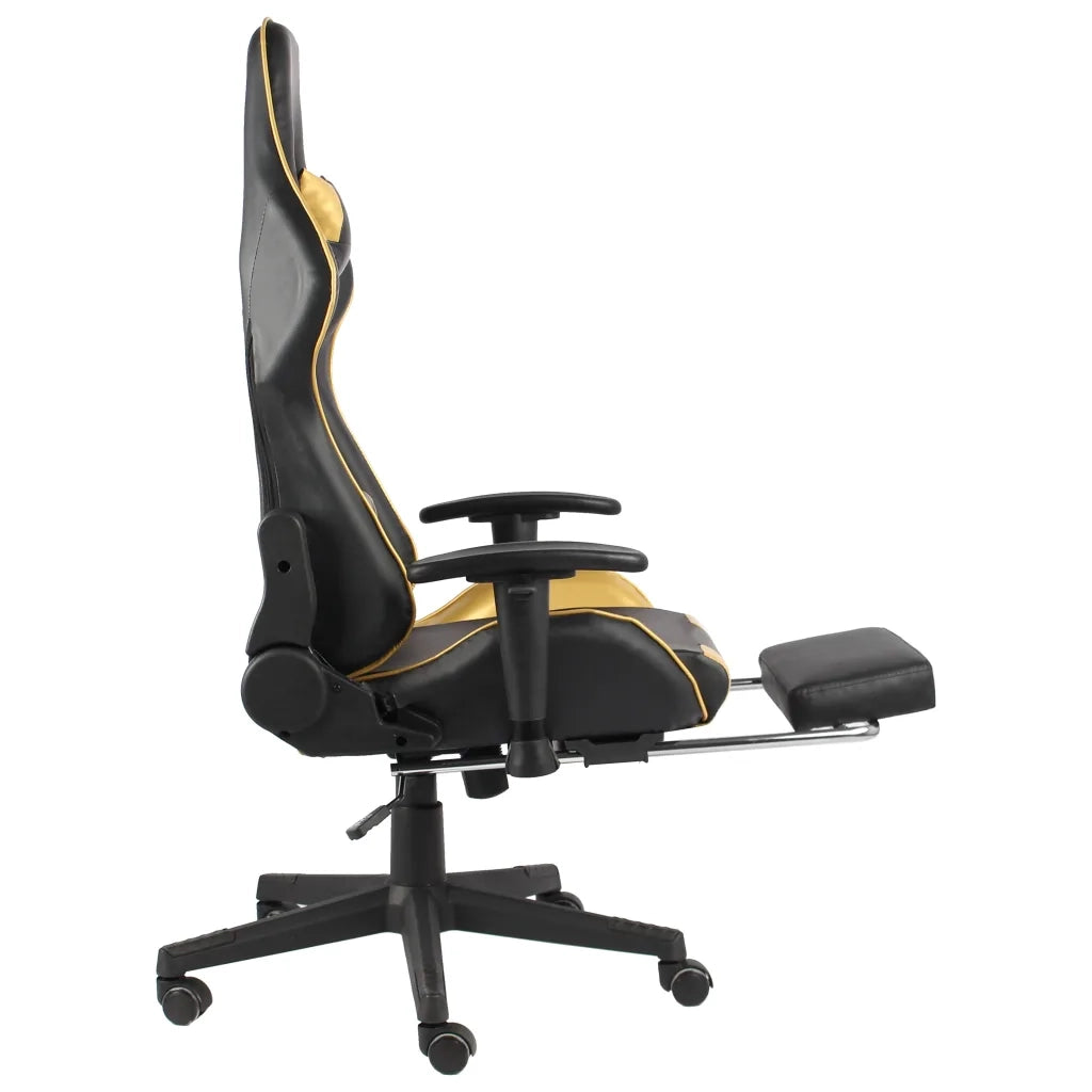Sedia da Gaming | Sedia da e-sports Girevole con Poggiapiedi Oro in PVC