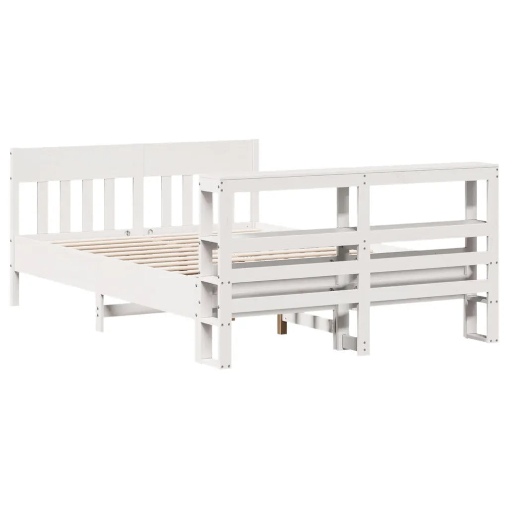 Letto senza Materasso Bianco 135x190 cm Legno Massello di Pino