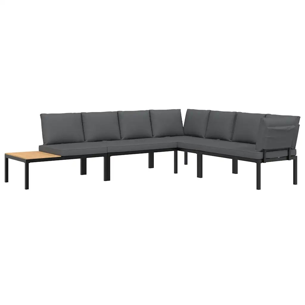 Set Divani da Giardino 4 pz con Cuscini in Alluminio Nero