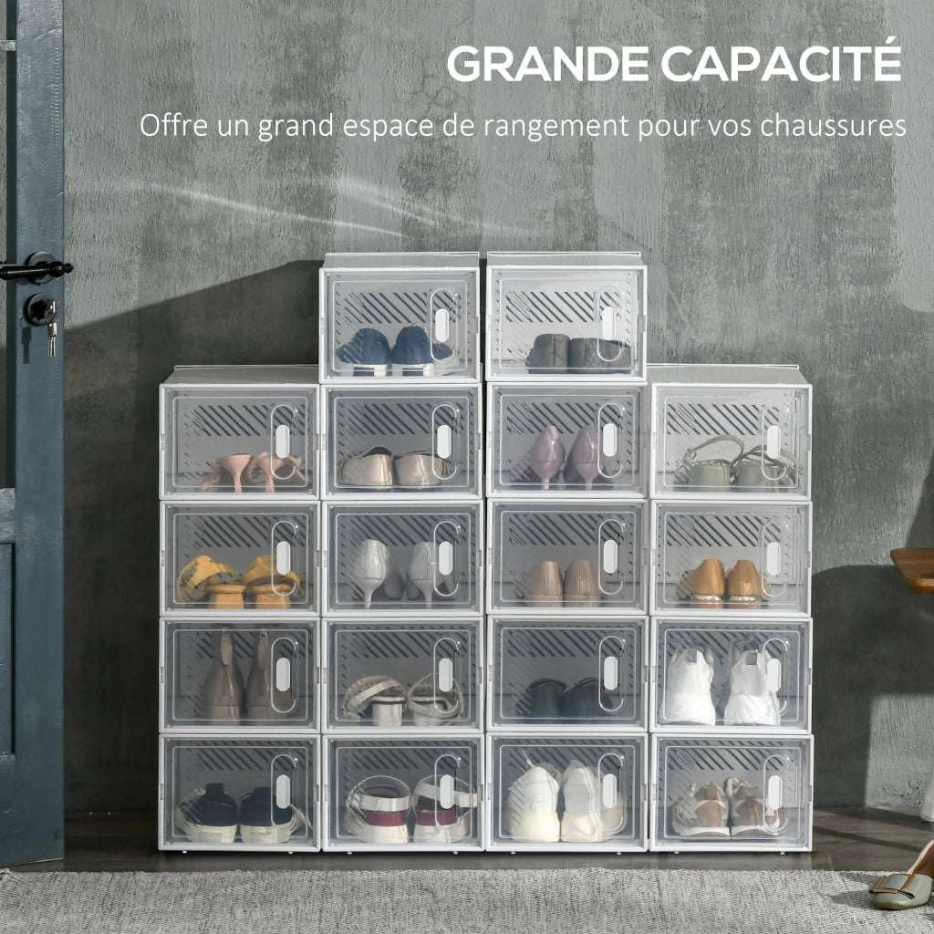 Scatole modulari per scarpe con ante trasparenti ¨C zephmum ¨C 18 pezzi 25x35x19 cm
