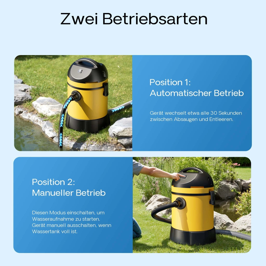Aspiratore per laghetti/piscine Aspirafango 1400W Funzionamento a secco/umido Svuotamento automatico