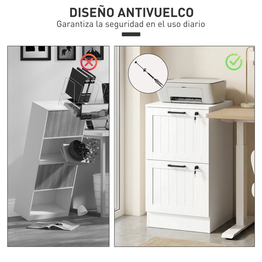 Cassettiera per Scrivania con 2 Cassetti ¨C Zephmum ¨C Bianco 60x40x