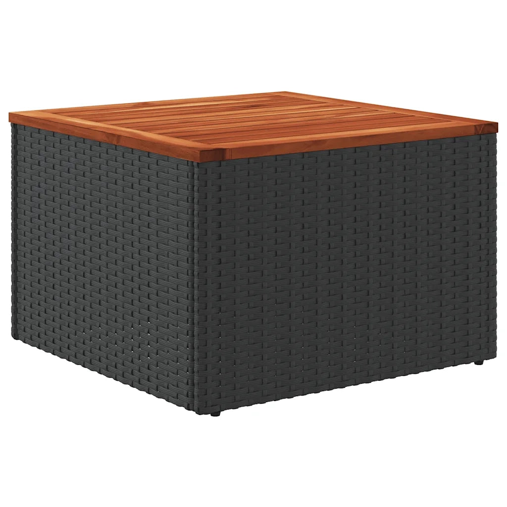 Tavolo da Giardino | Tavolino da esterno nero 55x55x37 cm in polyrattan e legno di acacia
