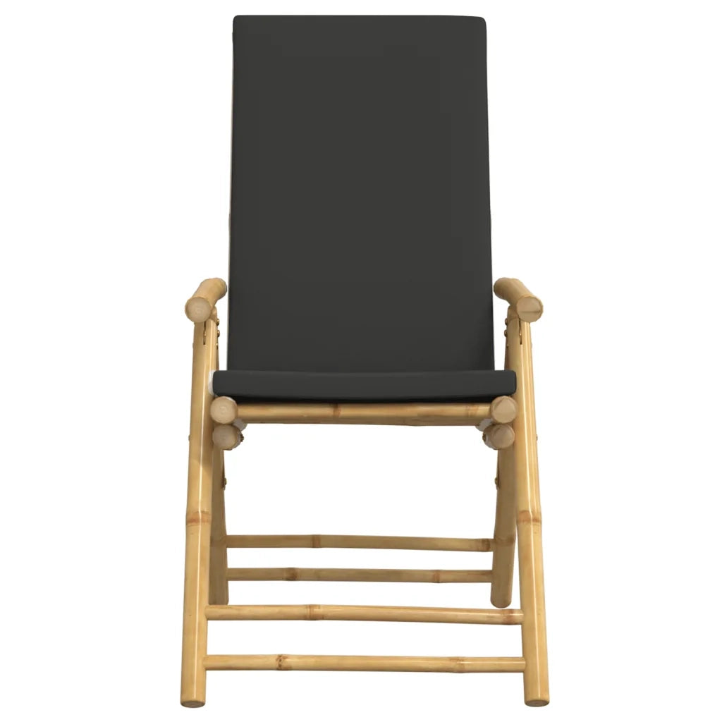 Set da Bistrot Pieghevole 3pz con Cuscini Grigio Scuro Bambù 3208938