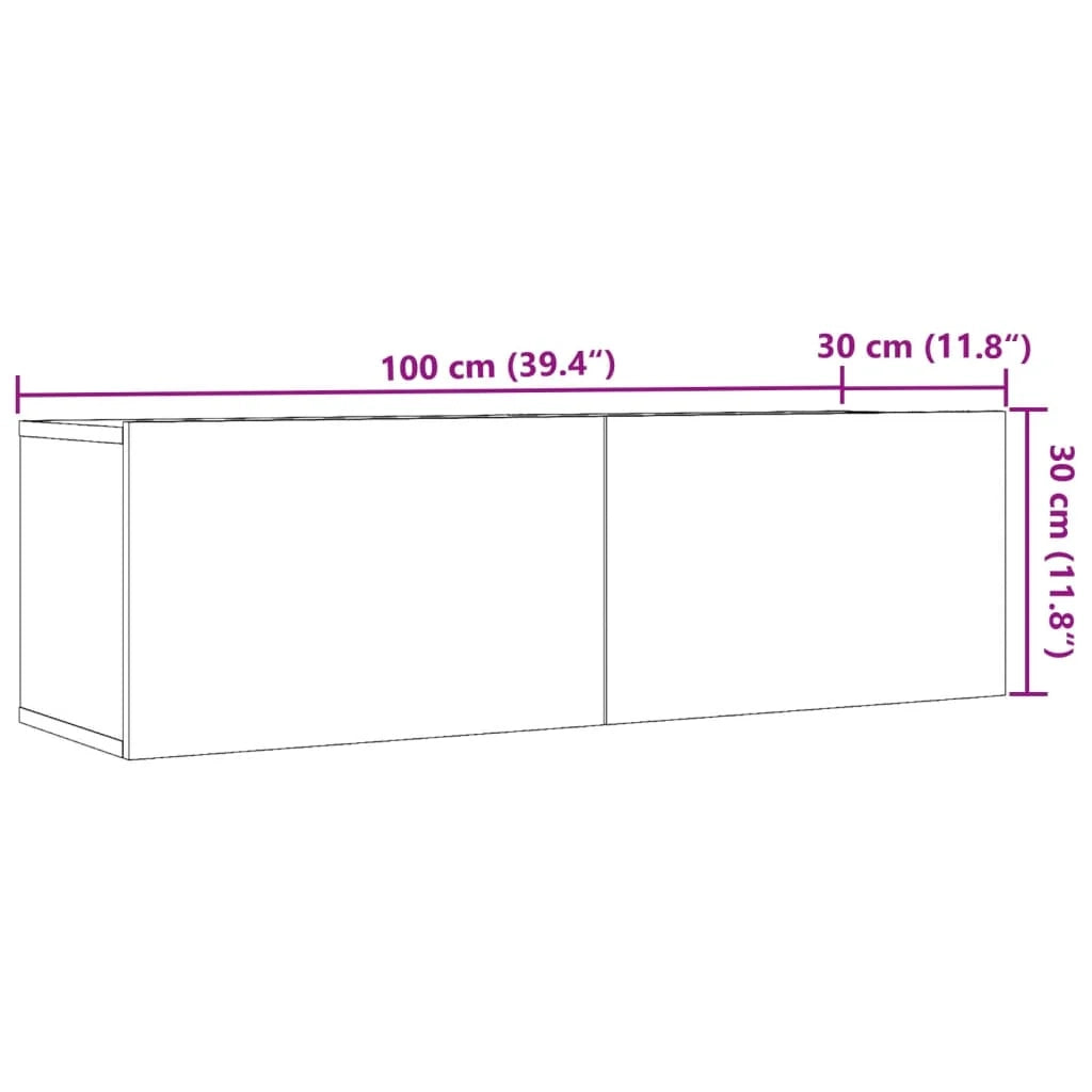 Mobile TV multimediale da parete mensola TV credenza TV per sala da pranzo soggiorno camera da letto 2 pezzi rovere lavorato a mano 100 x 30 x 30 cm marrone 02_0028977