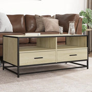 Tavolino Rovere Sonoma 100x50x45 cm Legno Multistrato e Metallo
