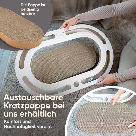 Krabbaglio a Doppia Faccia + Cartone Sostituibile - Incluso Giocattolo per Gatti - Krabbaglio XXL di Alta Qualità in MDF Resistente - Krabbaglio per Gatti - Accessori per Gatti - Mobili da Krabbaglio per Gatti - Krabbaglio per Gatti