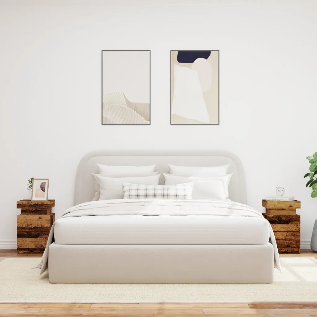 Comodini con LED 2 pz Legno Antico 35x39x55 cm in Truciolato