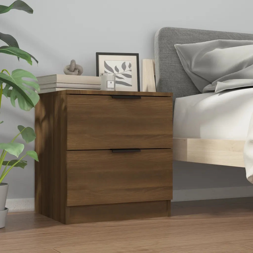 Comodini 2 pz Rovere Marrone in Legno Multistrato cod mxl 30647