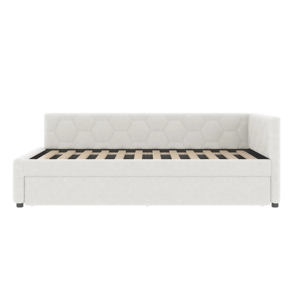 Letto da giorno 140×200 cm con letto estraibile, USB, Type-C e luce, bianco