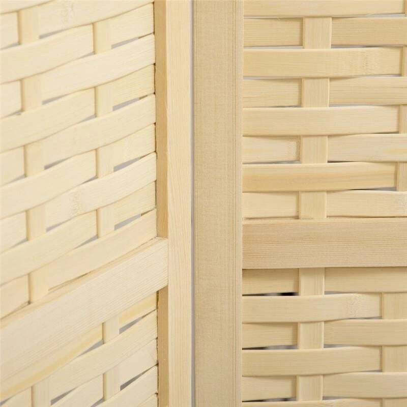 PARAVENTO PIEGHEVOLE  DA INTERNO A 4 ANTE IN LEGNO E BAMBÙ H 170 CM NATURALE