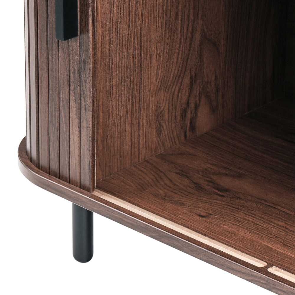 Credenza retrò ad ante scorrevoli MDF Gambe in metallo Legno scuro camera da letto soggiorno