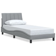 Letto singolo | Letto per adulti | Giroletto senza Materasso Hanko Grigio Chiaro 90x190 cm Tessuto