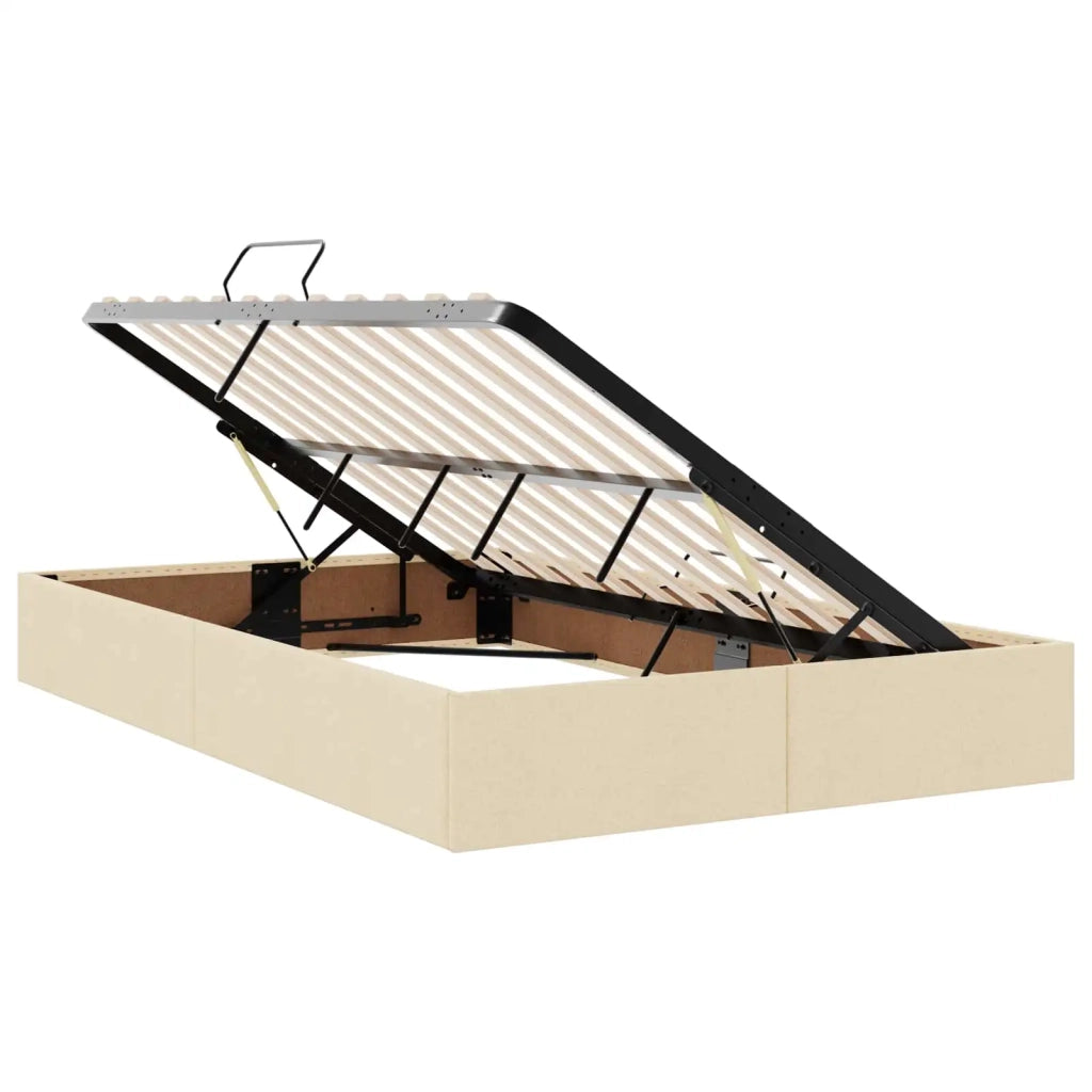 Letto ottomano con archiviazione Crema 120 x 200 cm Tessuto 3442812