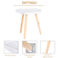 Tavolino Basso Ø40x40,5 cm in Legno e MDF Bianco