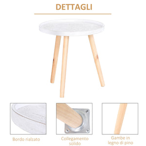 Tavolino Basso Ø40x40,5 cm in Legno e MDF Bianco