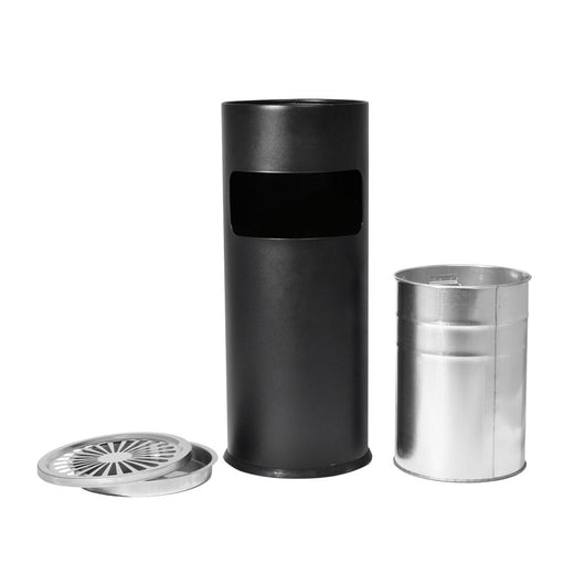 Cestino Gettacarte Posacenere Ø24,7 cm in Metallo Nero Opaco 10L per Interno Esterno
