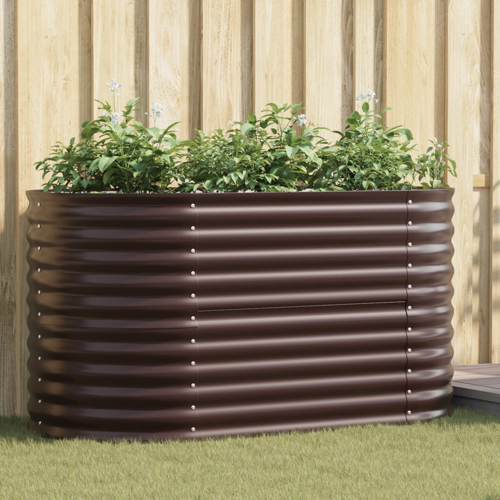 Letto da Giardino Rialzato Marrone 160x80x81 cm in Acciaio Zincato