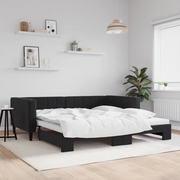 Divano Letto con Letto Estraibile-Sofa Letto-Daybed Nero 100x200 cm in Velluto 725896