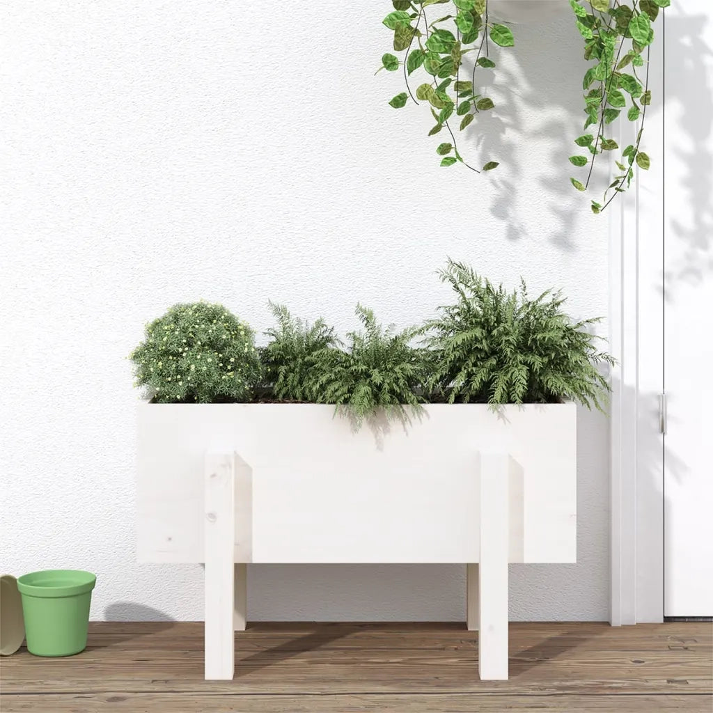 Fioriera da Giardino Bianca 62x30x38 cm Legno Massello di Pino 825178