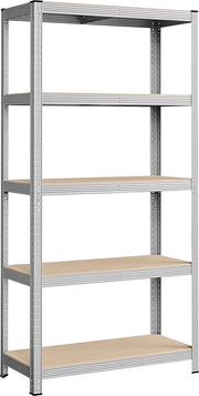 Set di Scaffalature di Archiviazione, Pannelli Scollegabili, Set da 2, Pannelli per Sottotetto, 180 x 90 x 40 cm, Carico Massimo 875 kg, Pannelli, Pannelli senza Angoli, Struttura in Acciaio Rinforzata, 5 Pannelli Regolabili, Argento
