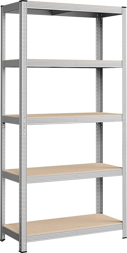 Set di Scaffalature di Archiviazione, Pannelli Scollegabili, Set da 2, Pannelli per Sottotetto, 180 x 90 x 40 cm, Carico Massimo 875 kg, Pannelli, Pannelli senza Angoli, Struttura in Acciaio Rinforzata, 5 Pannelli Regolabili, Argento