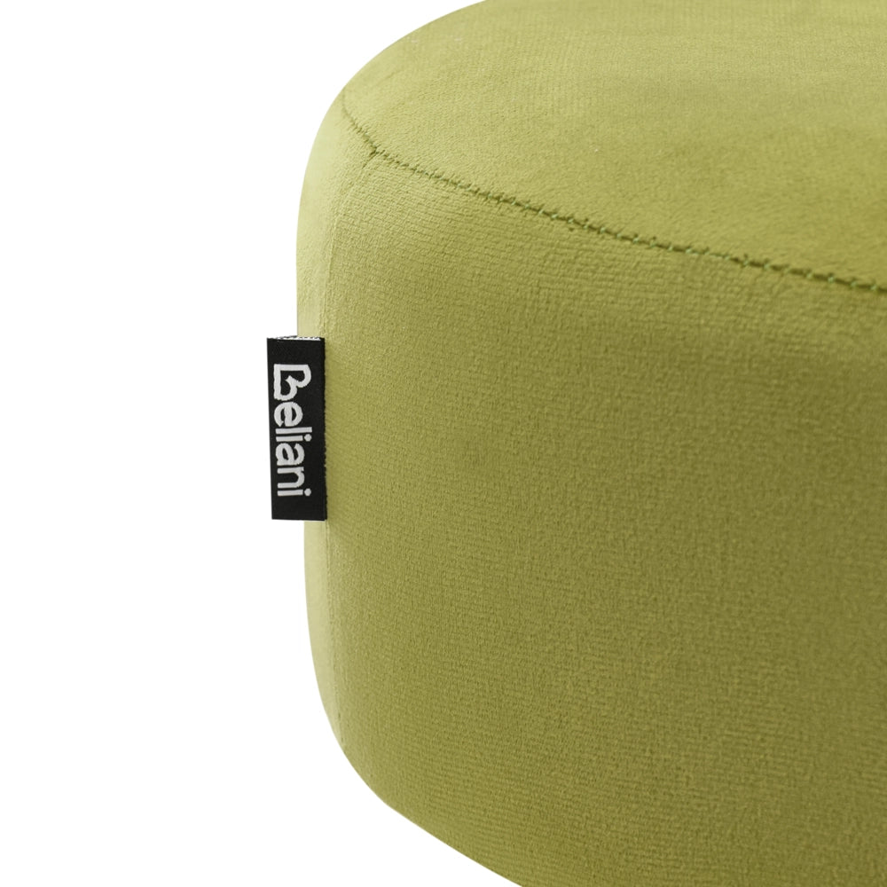Poggiapiedi in velluto verde lime con base in metallo dorato Glam Moderno