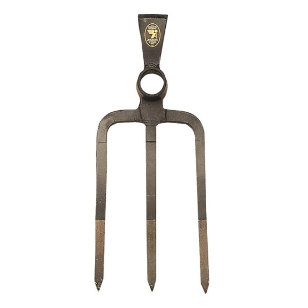 Zappone liguria a 3 denti o/ovale con manico in legno