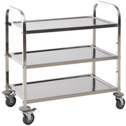 EasyComfort Carrello da Cucina 3 Ripiani Aperti 4 Ruote Omnidirezionali con 2 Freni Cuscinetti Anti-Collisione in Acciaio Inossidabile 430 Argento 90.5x50.5x88.2cm