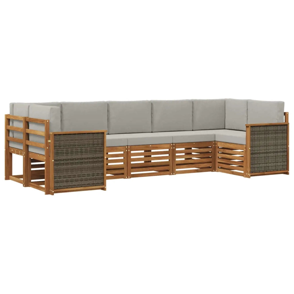 Set divano sezionale con cuscino 6 pcs Naturale e Grigio Chiaro 3384797