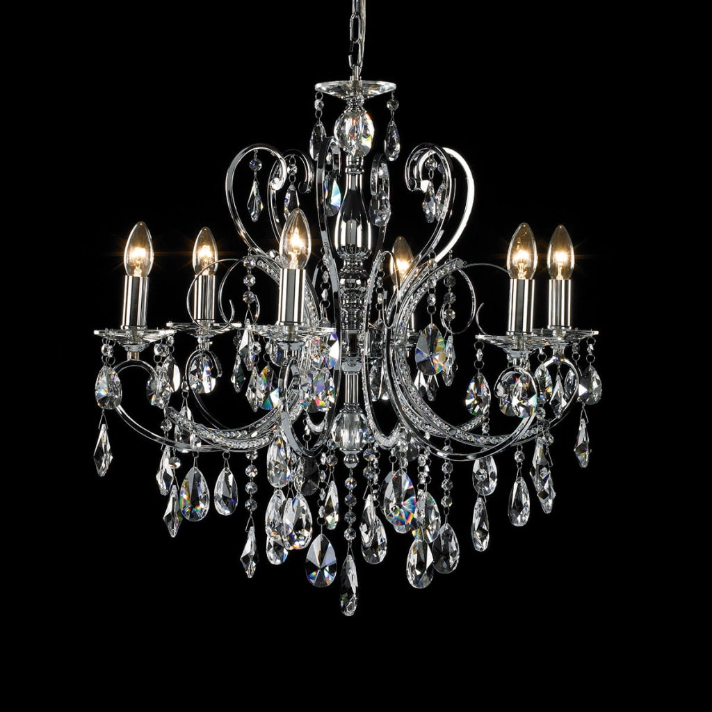 Lampadario Italux Barocco 6 luci E14 cristallo cromo
