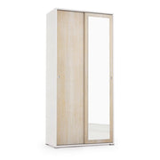 Armadio Camera da Letto Abduhl, Guardaroba 2 Ante Appendiabiti Made in Italy, 90x195h cm Marrone Rovere