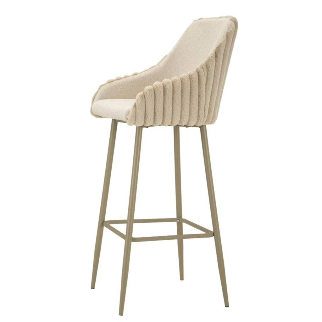Set di 2 Sgabelli Alti VKH881, Beige, Poliestere, 52x46x111 cm