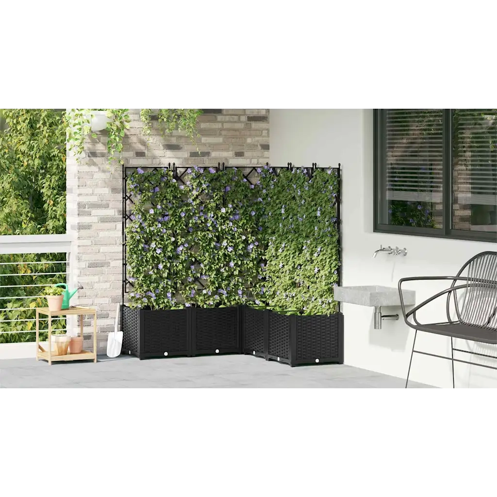 Vaso da giardino 5 pcs Nero 120 x 120 x 143 cm Plastica 42002843