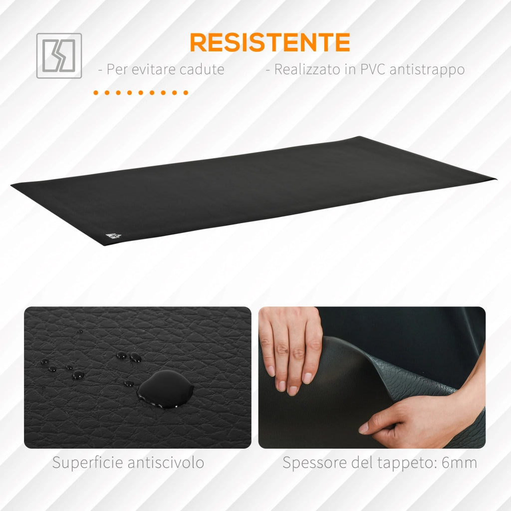 EasyComfort Tappeto Palestra Ammortizzante per Tapis Roulant e Cyclette, Tappetino Fitness in PVC Antiscivolo, 180x90cm, Nero