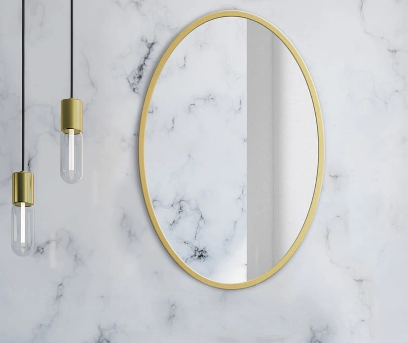 Specchio Valora 40CM con cornice dorata Specchio rotondo in metallo stile moderno