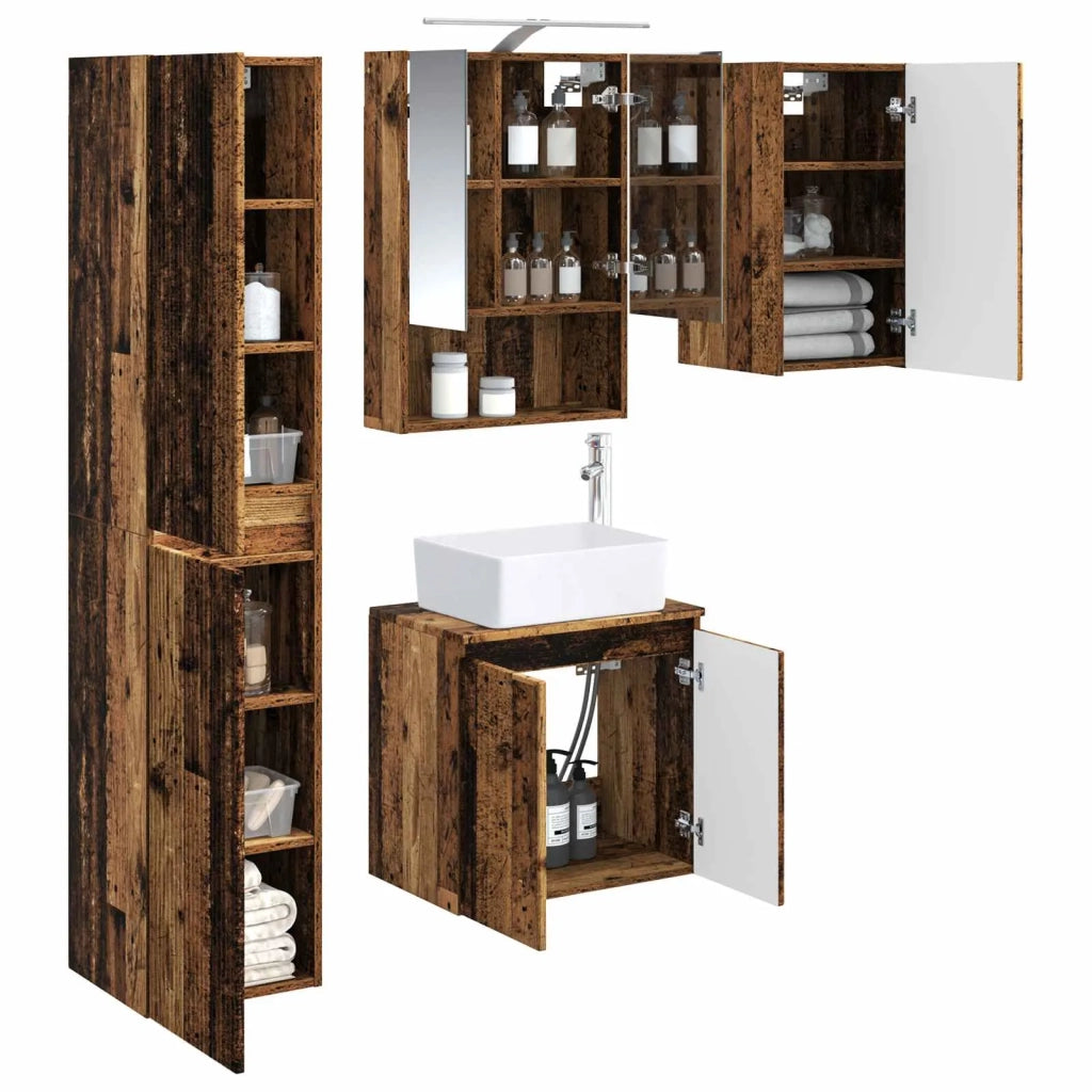 Set di Armadi da Bagno 5 pcs Legno antico 50 x 14,5 x 70 cm 3407325