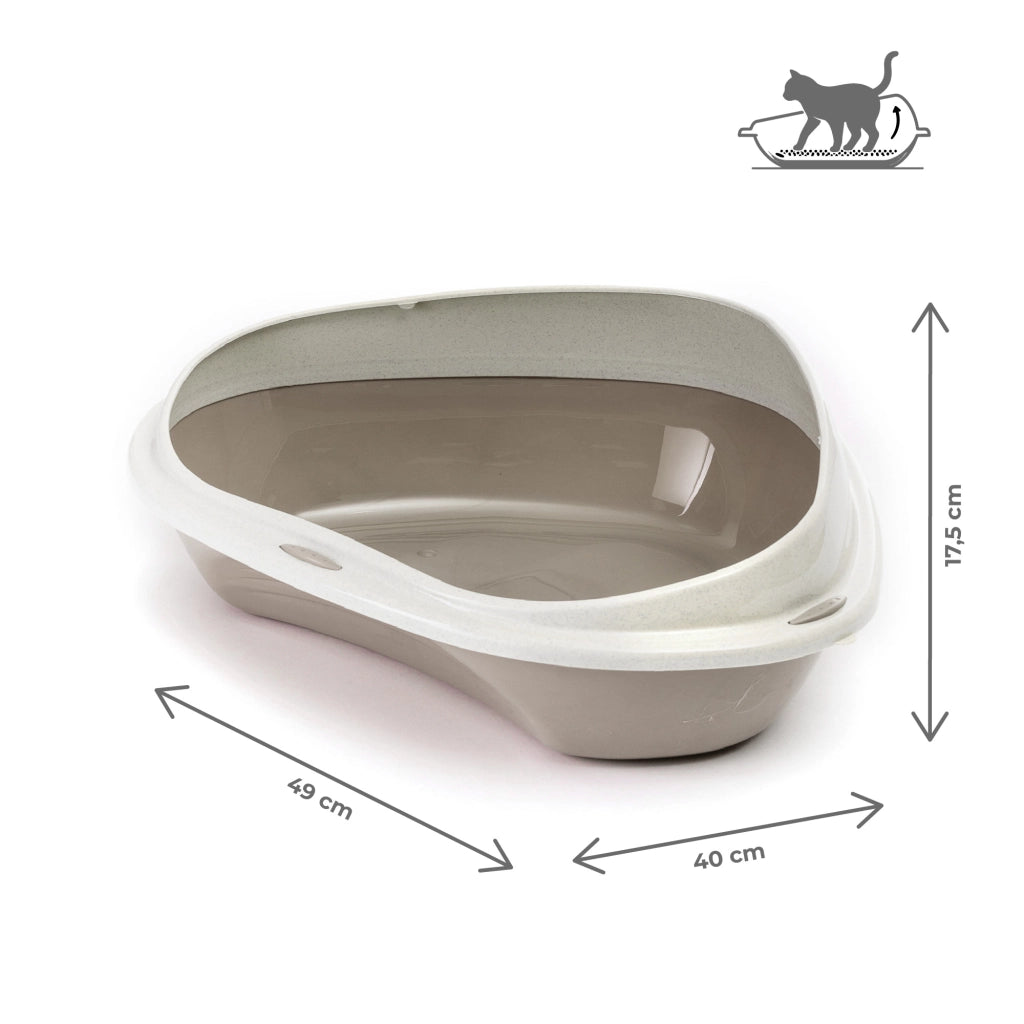 Lettiera Angolare per Gatti con Bordo Antisporco e Accesso Facilitato – Disponibile in 49x40x17,5 cm e 58x48x20,5 cm Tortora - M:49x40x17,5cm