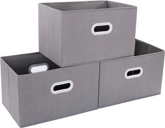 3 contenitori di archiviazione pieghevoli con maniglia, grande cassa pieghevole per armadi, abbigliamento, libri, cosmetici, giocattoli ecc.