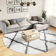 Tappeto Shaggy PAMPLONA a Pelo Lungo Crema e Nero Ø 280 cm 375381
