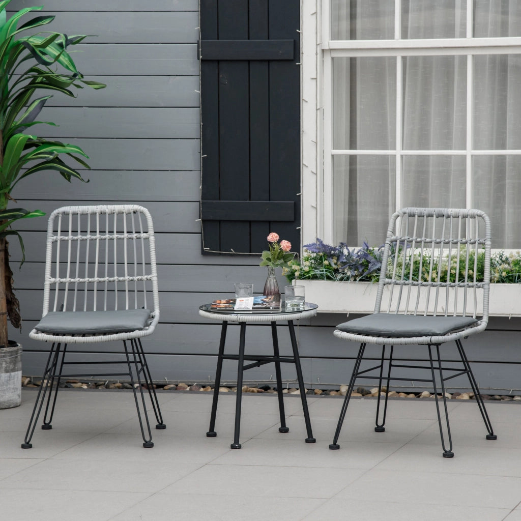 Set tavolo e sedie da giardino ¨C Minimal ¨C grigio, vetro, rattan PE, acciaio