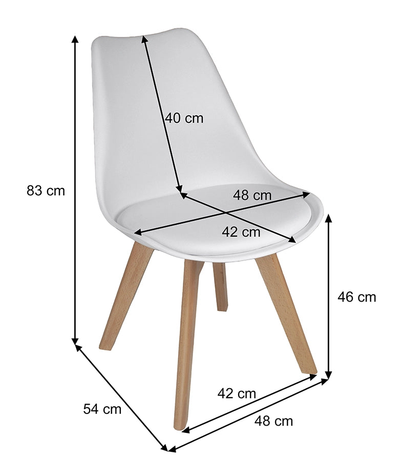 Sedia in plastica bianca, sedia da pranzo piede in legno (2 pz) - Mia - SD08MIPL