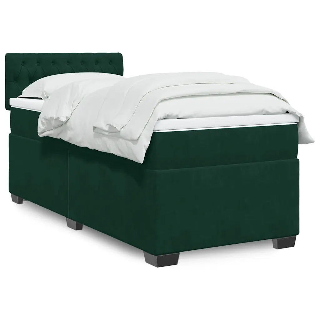 Giroletto a Molle con Materasso Verde Scuro 90x190 cm Velluto