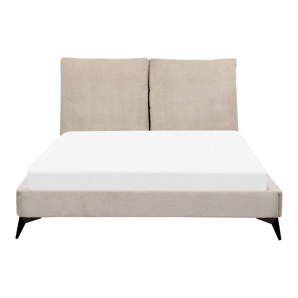 Letto imbottito moderno in velluto a coste grigio talpa 140 x 200 cm moderno elegante