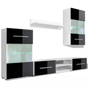 Mobile TV/credenza da parete 5 pezzi con design pratico e illuminazione a LED nero 2502198