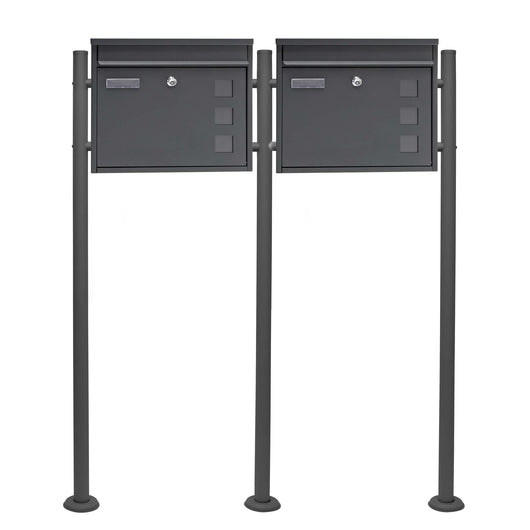 Set Cassetta postale doppia autoportante V12 antracite con telaio di supporto