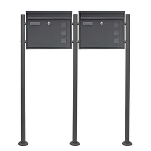Set Cassetta postale doppia autoportante V12 antracite con telaio di supporto