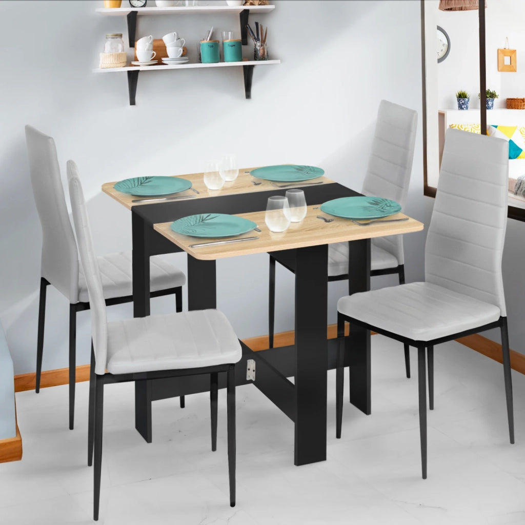 IDMarket - Tavolo consolle pieghevole EDI 2-4 persone in legno nero piano in faggio