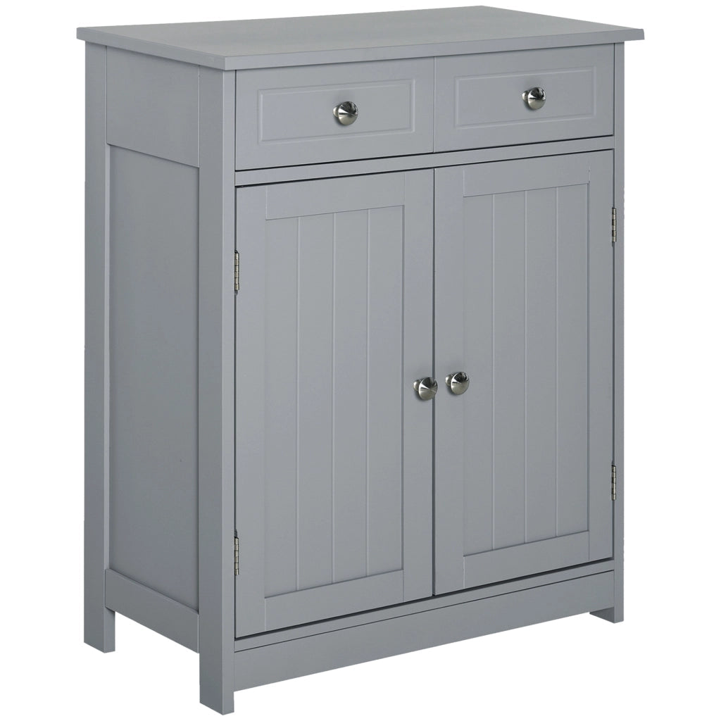 Mobile Bagno con 2 Cassetti Anta e Ripiano Regolabile ¨C Zephmum ¨C Grigio 60x30x75 cm