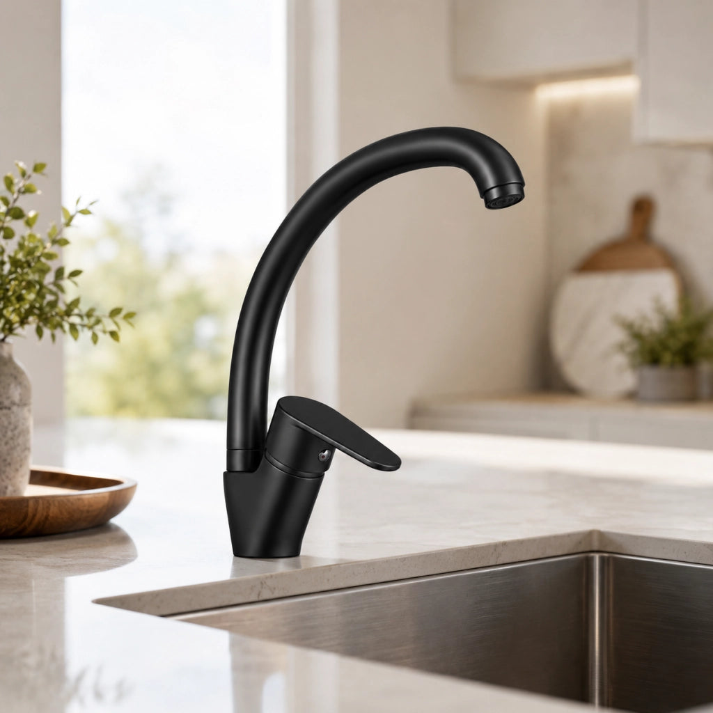 MISCELATORE MONOCOMANDO LAVELLO CANNA ALTA SERIE LIZZY- Nero opaco- DH- pezzi 1
